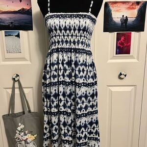 NWT blue and white tye dye beach dress
